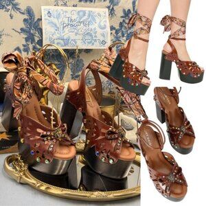 🆕 KURT GEIGER LONDON 🧿 NWOB Butterfly Platform Ankle Strap Sandal, Sz 37 US 7